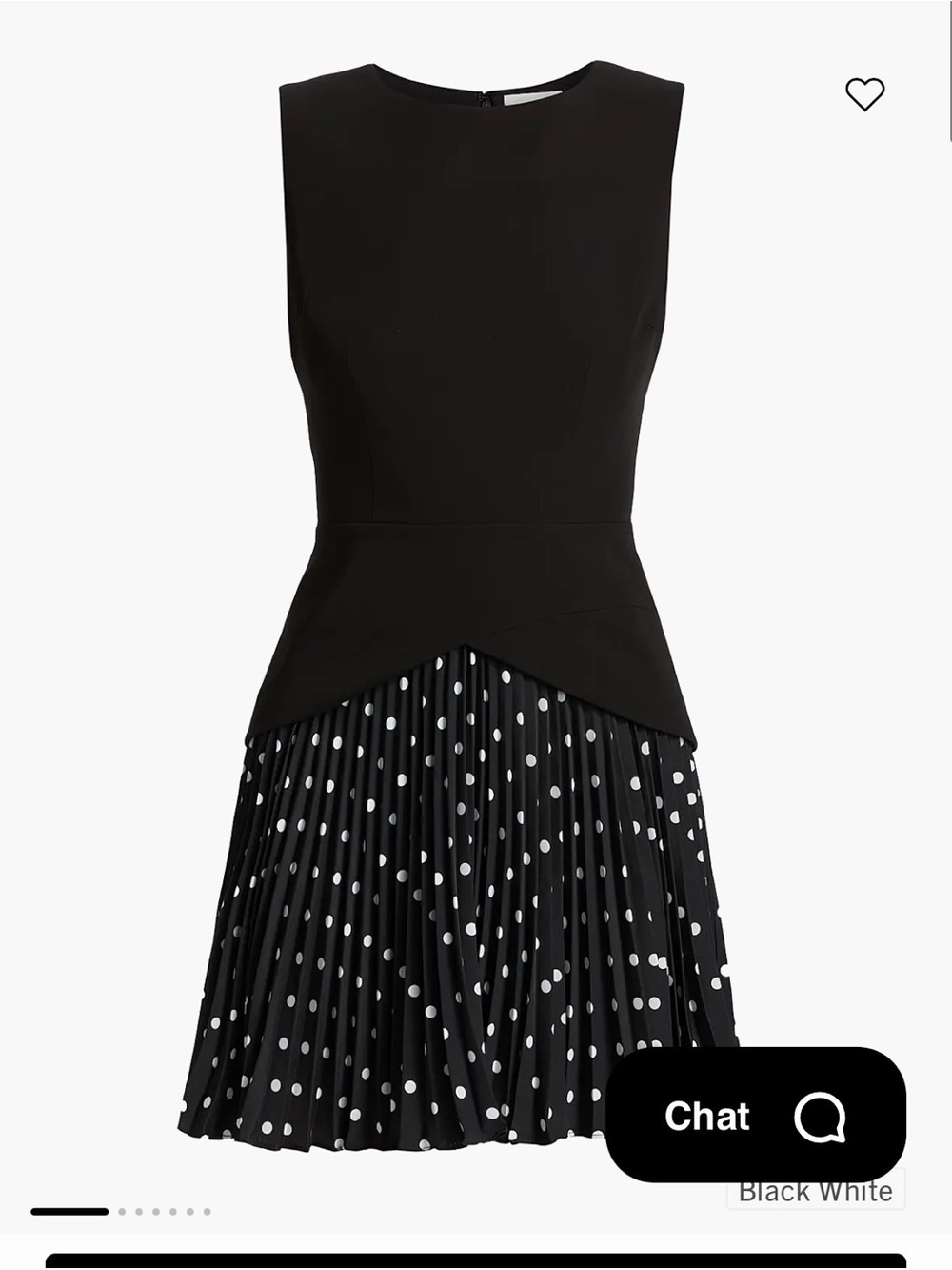 Milly Black and White Polka Dot Pleated Mini Dress